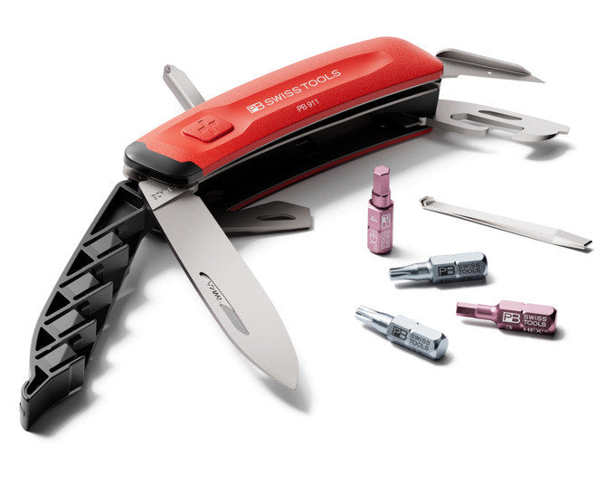Rotes Taschenmesser NexusWork von PB Swiss Tools, Küchenmesser mit mehreren Werkzeugen