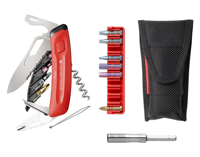 Rotes Taschenmesser NexusXplore von PB Swiss Tools mit Bits und Etui