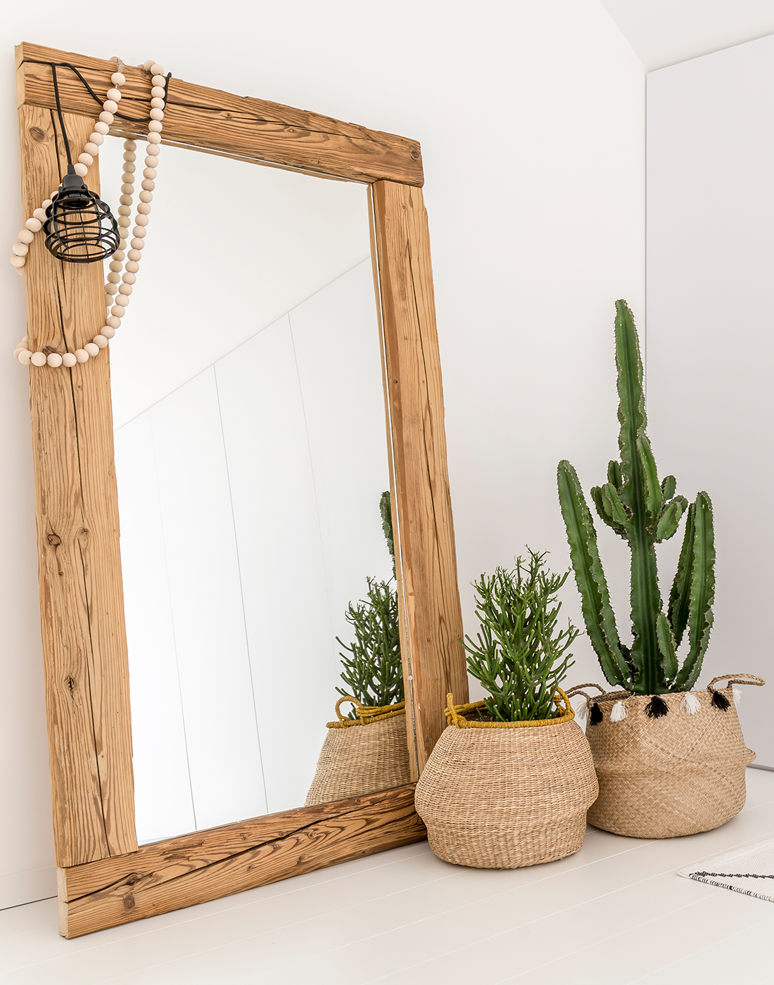 Empfang mit grossem Spiegel und Pflanzen