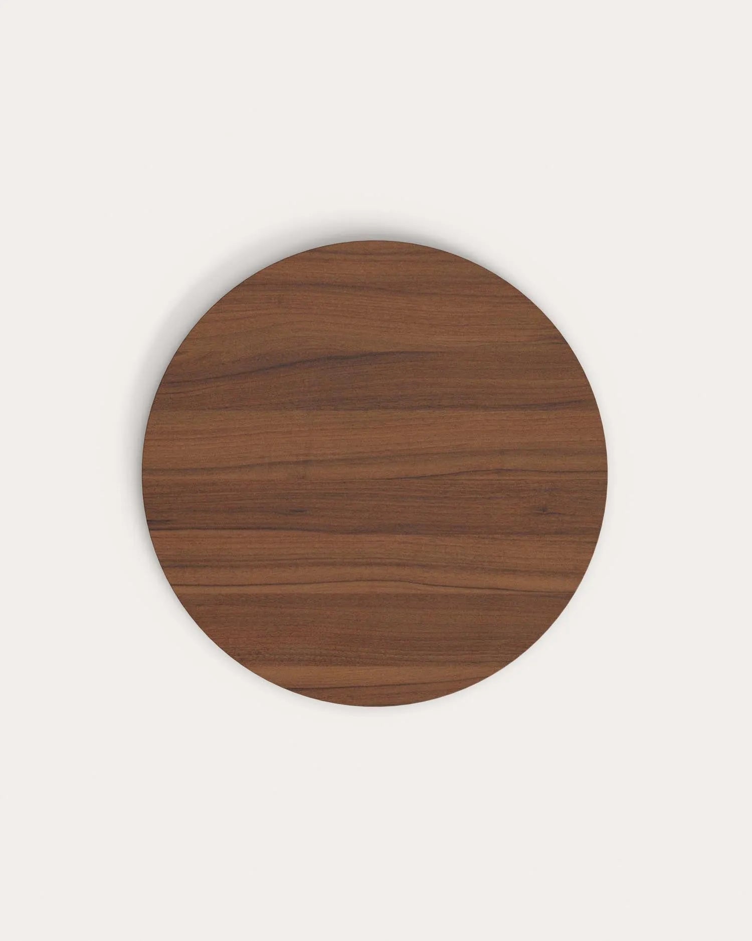 Runde Tischplatte Tiaret von Kave Home, Ø 70 cm, Melamin mit edler Nussholzoptik, ideal für stilvolle und moderne Einrichtung.