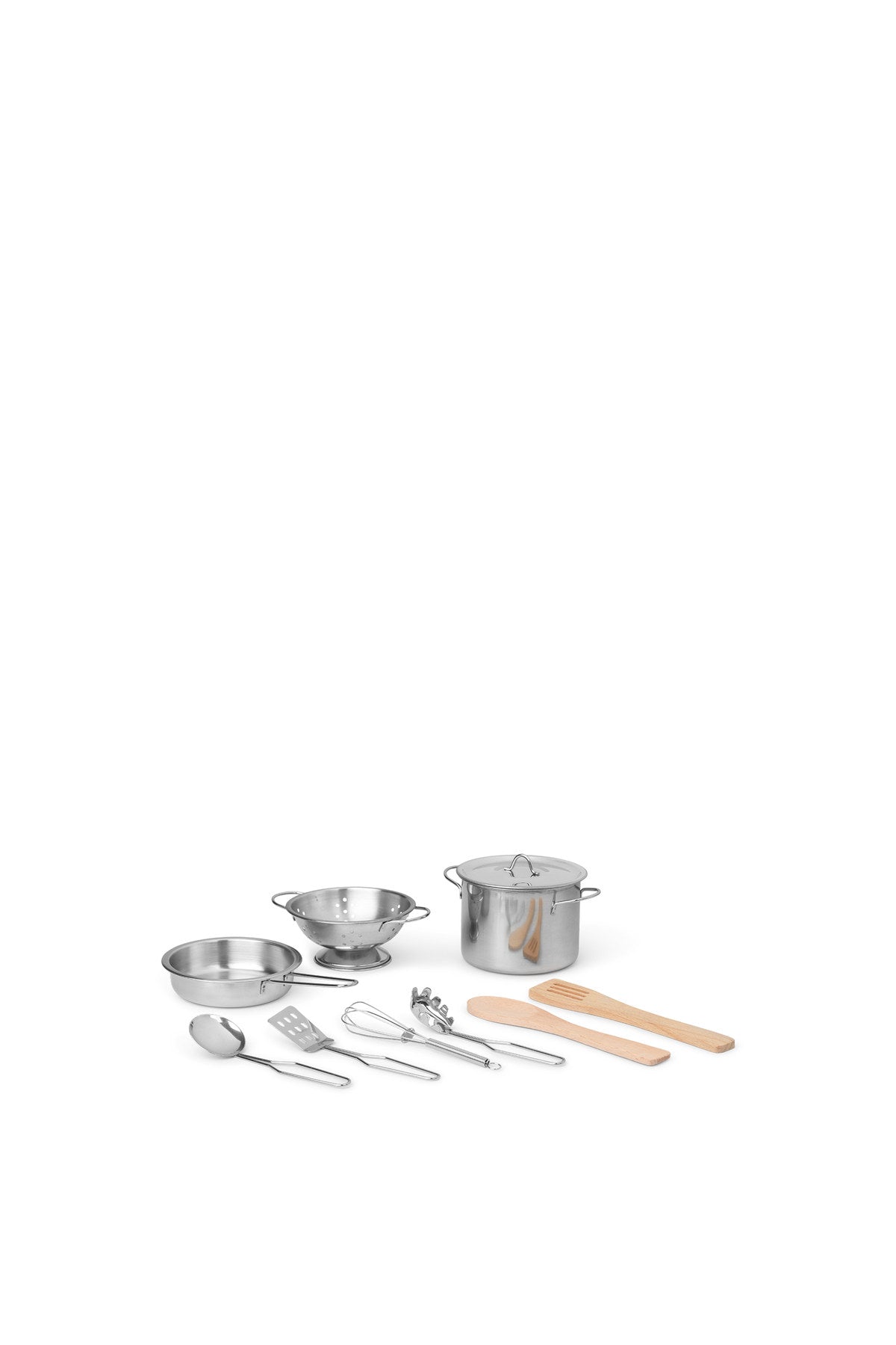 Toro Spielgeschirr 9er Set in Stahl/Holz präsentiert im Onlineshop von KAQTU Design AG. Geschirr Kids ist von Ferm Living