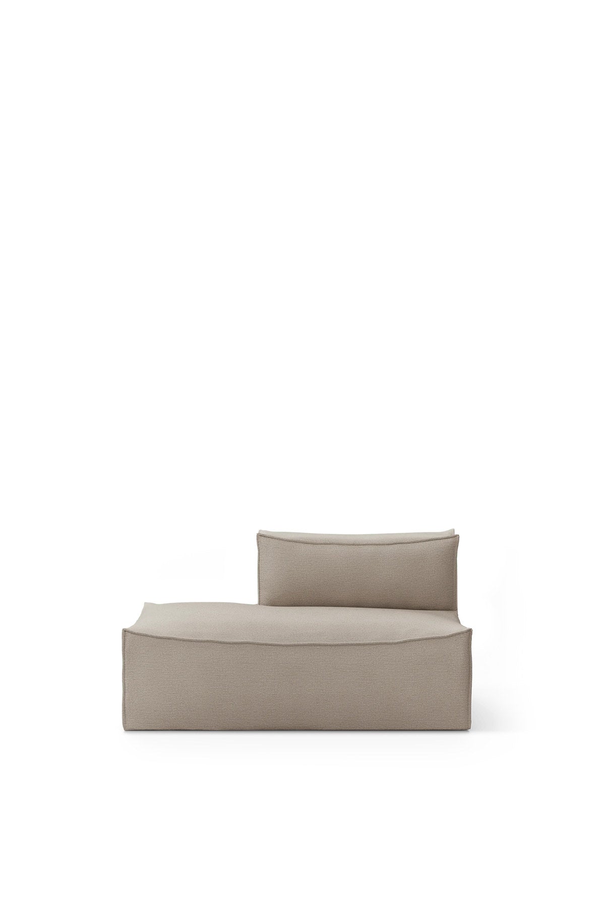 Niedriges modulares Sofa Catena Open End klein links mit gepolstertem Bezug und Absteppnähten