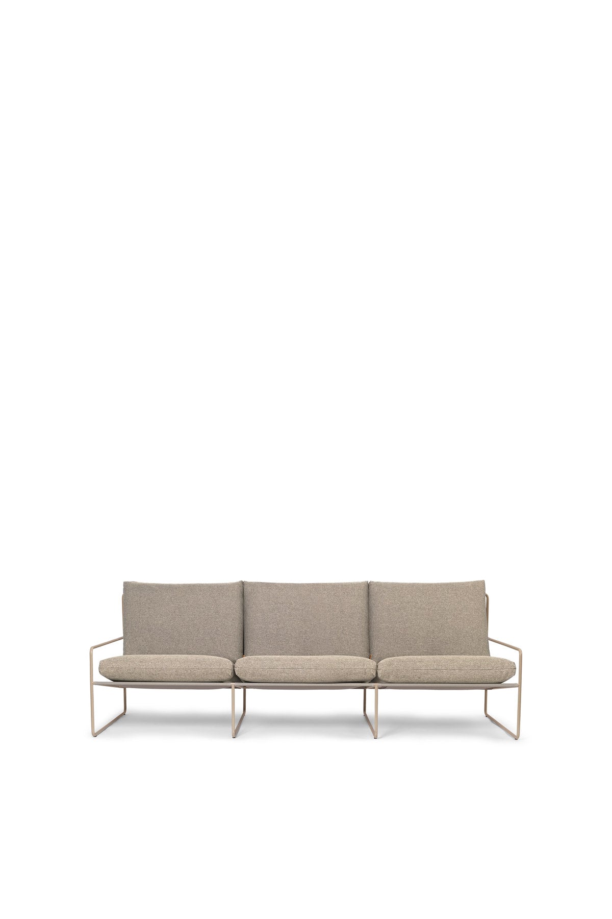Outdoor Lounge Sofa Desert Dolce mit Stahlgestell und gepolsterten Sitzkissen in Braun und Weiss