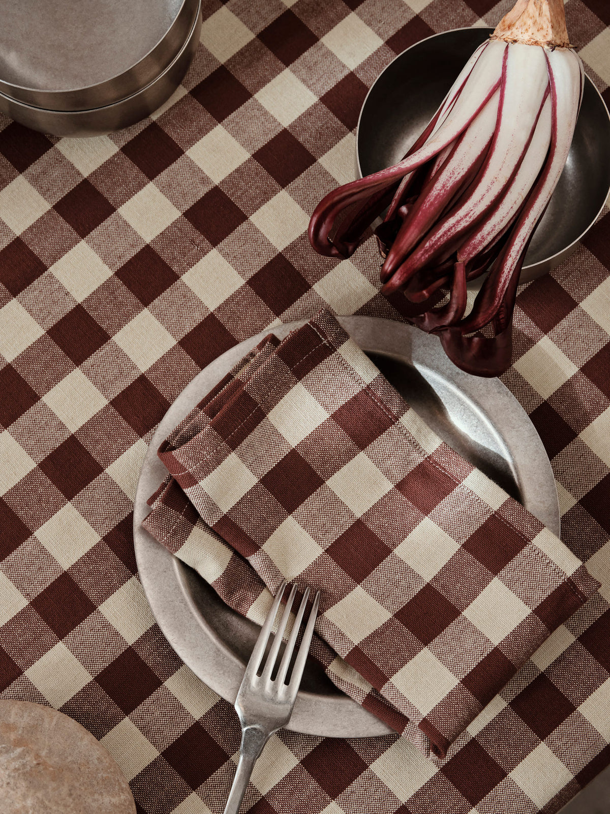 Bothy Check Table Cloth in Cinnamon/Grey Green präsentiert im Onlineshop von KAQTU Design AG. Tischset ist von Ferm Living