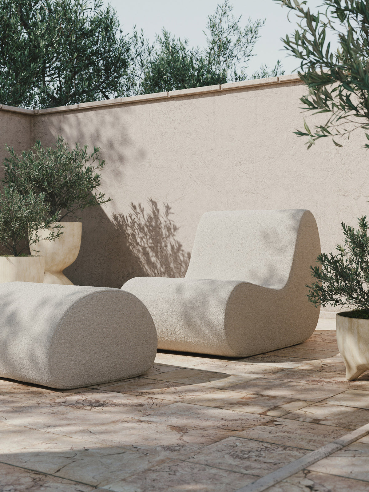 Rouli Center Module Pure Bouclé in Offwhite präsentiert im Onlineshop von KAQTU Design AG. Outdoor-Sessel ist von Ferm Living