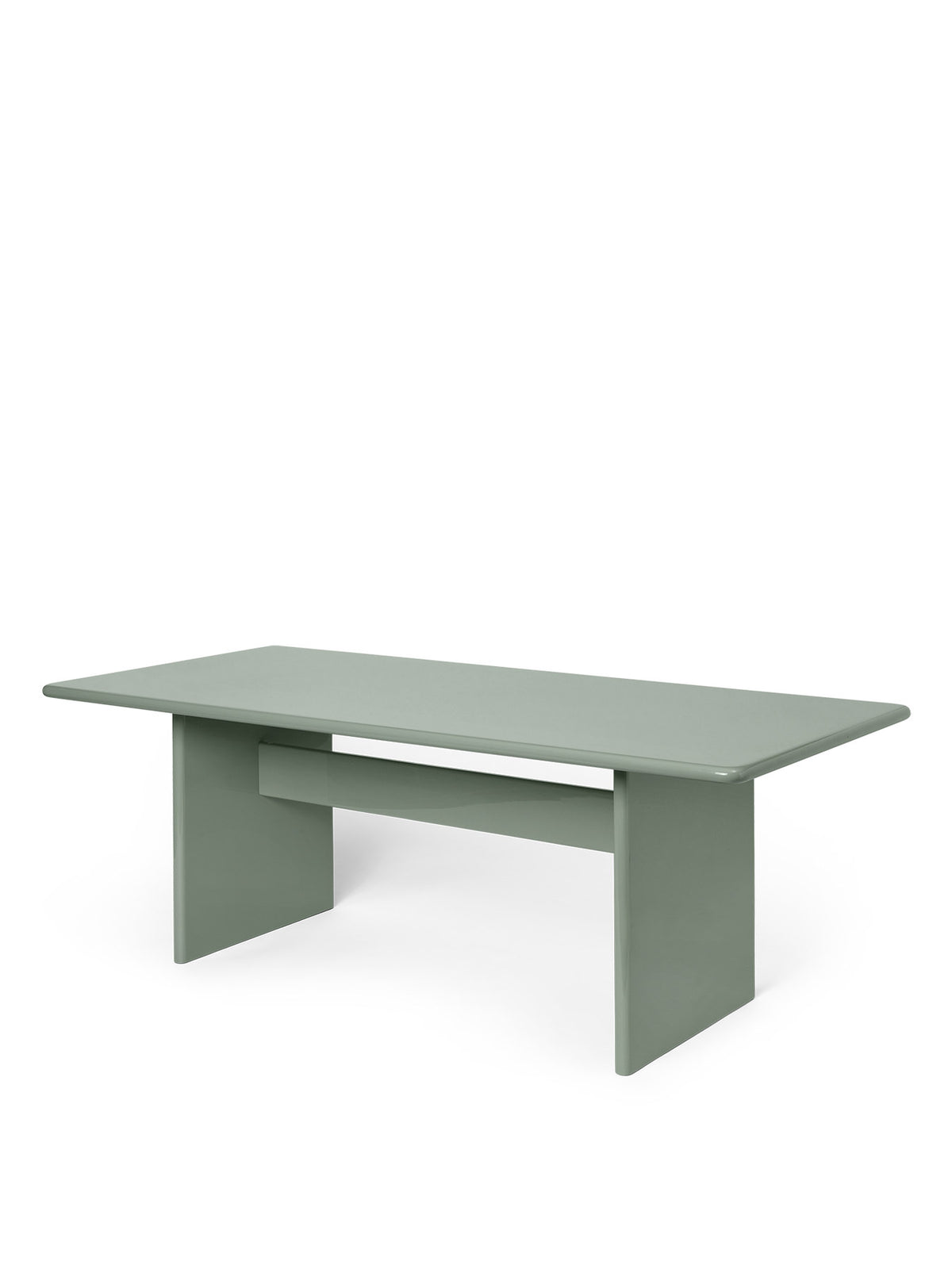 Rink Esstisch - Klein von Ferm Living in Weissgelb, hochglänzend lackiertes FSC™-MDF, archetypische Form mit abgerundeten Kanten, 200x90 cm