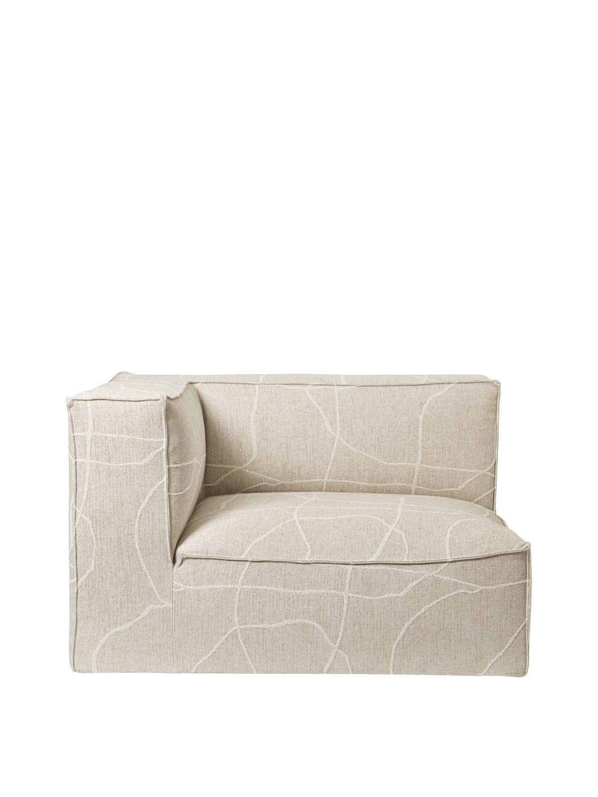 Modulares Sofa Catena Armlehne klein links von Ferm Living mit weich gerundeter, gesteppter Form