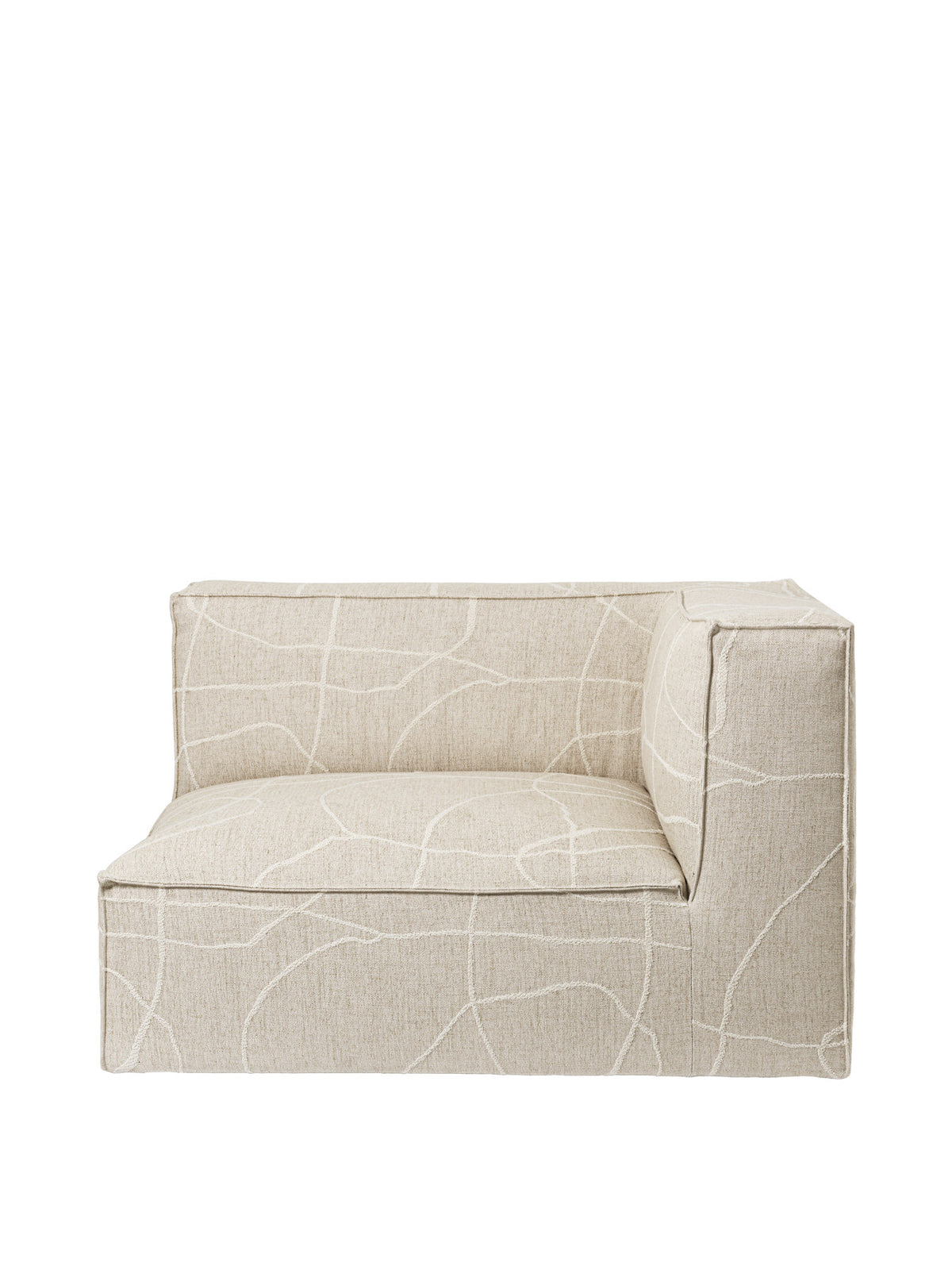 Modulares Sofa Catena Armlehne rechts von Ferm Living, weich gerundet, gesteppt, mit Stoffbezug