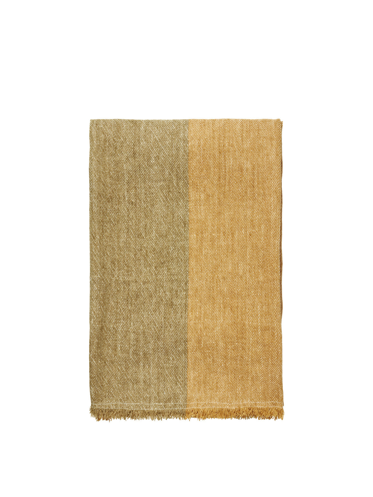 Pila Leinen Throw in Khaki/Gealtertes Gold präsentiert im Onlineshop von KAQTU Design AG. Wolldecke ist von Ferm Living
