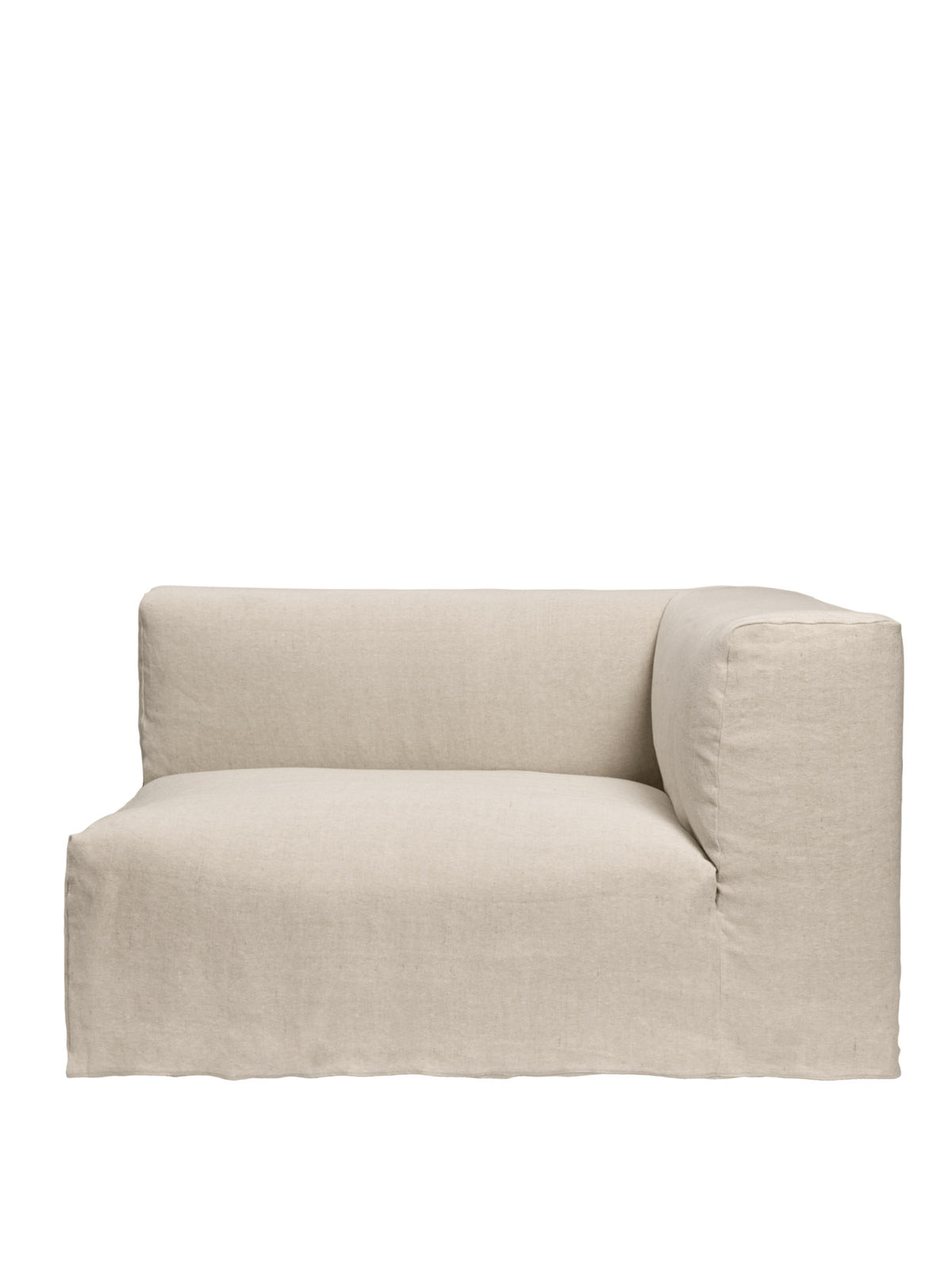 Sofa-Modul Catena von Ferm Living mit rechter Armlehne, runde Form, Absteppnähte, Stoffbezug