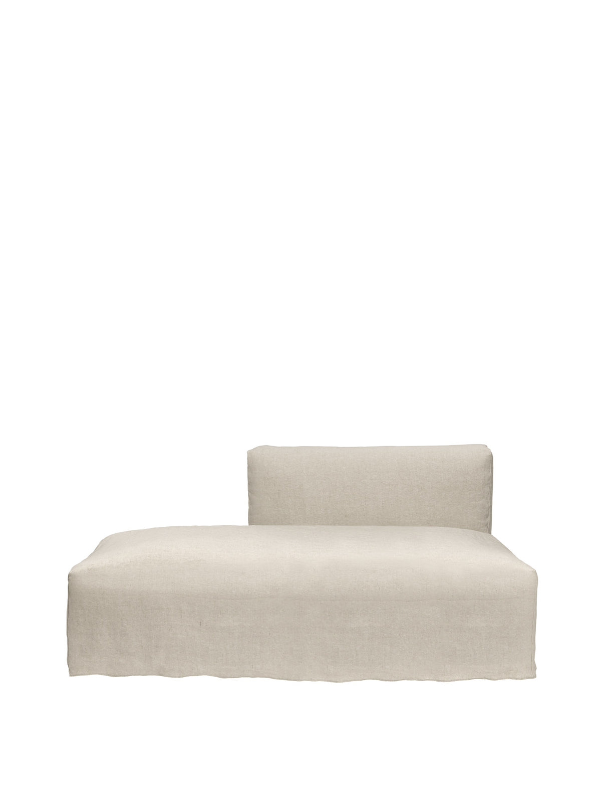 Niedriges modulares Sofa Catena Open End klein links mit gepolstertem Bezug und Absteppnähten