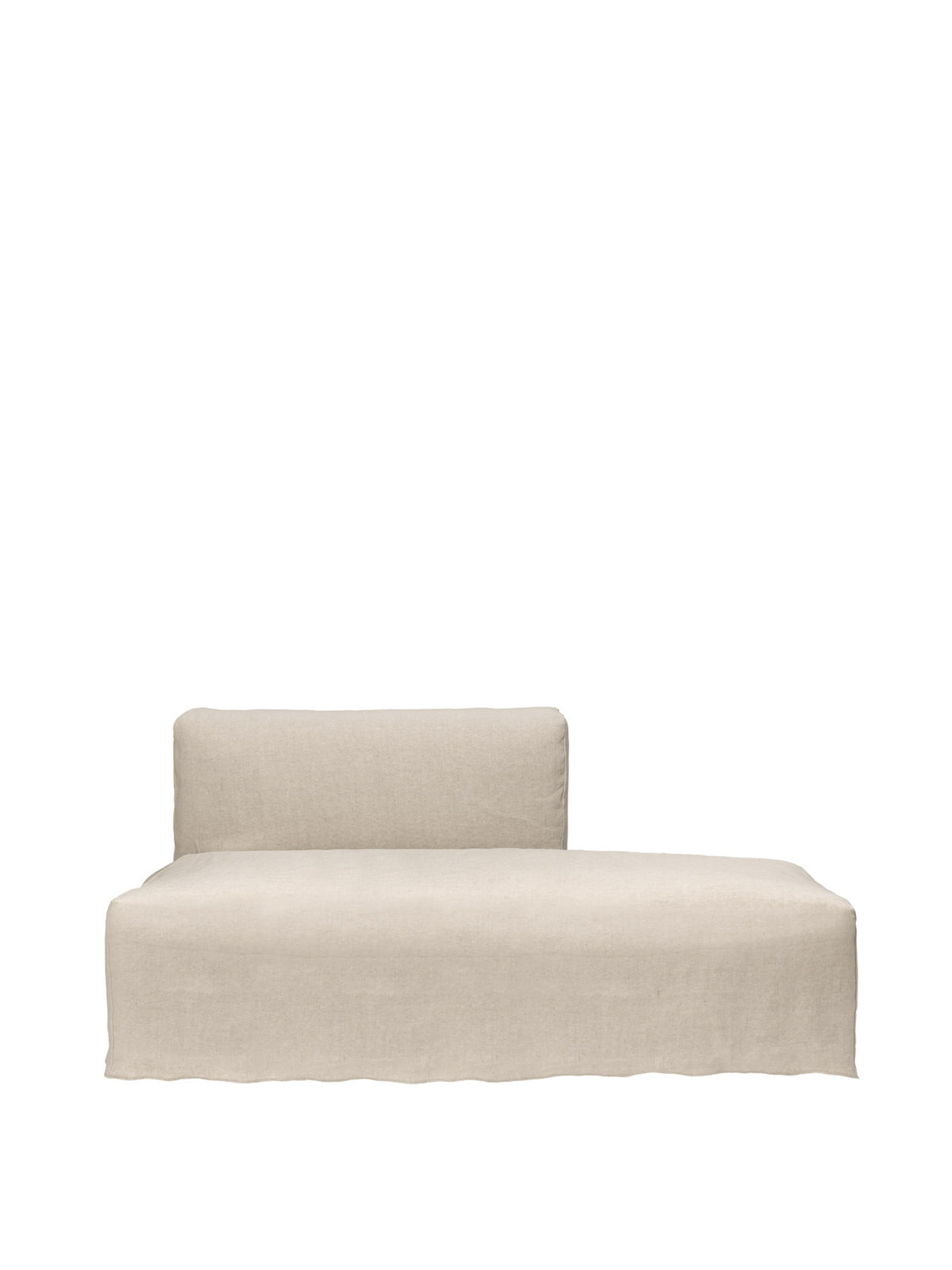 Sofa Catena Open End von Ferm Living: niedrige, runde Form mit Absteppnähten und Stoffbezug