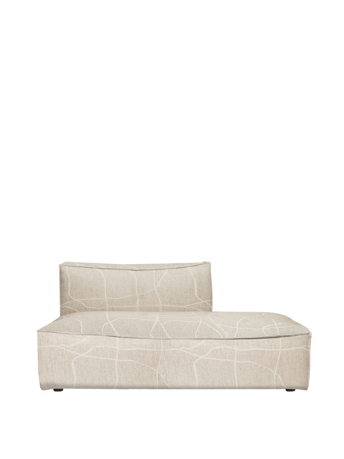 Sofa Catena Open End von Ferm Living: niedrige, runde Form mit Absteppnähten und Stoffbezug