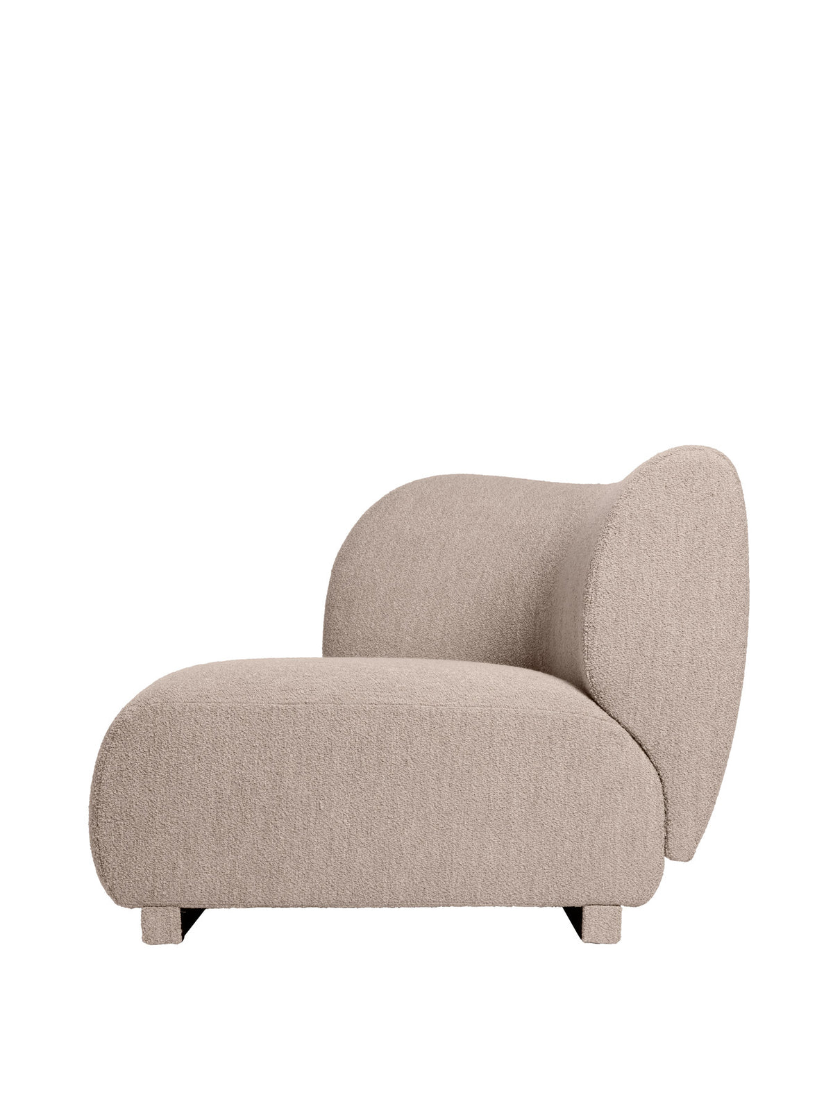 Rico Armlehne links, modulares Sofa mit runder Silhouette und Stoffbezug in hellem Ton