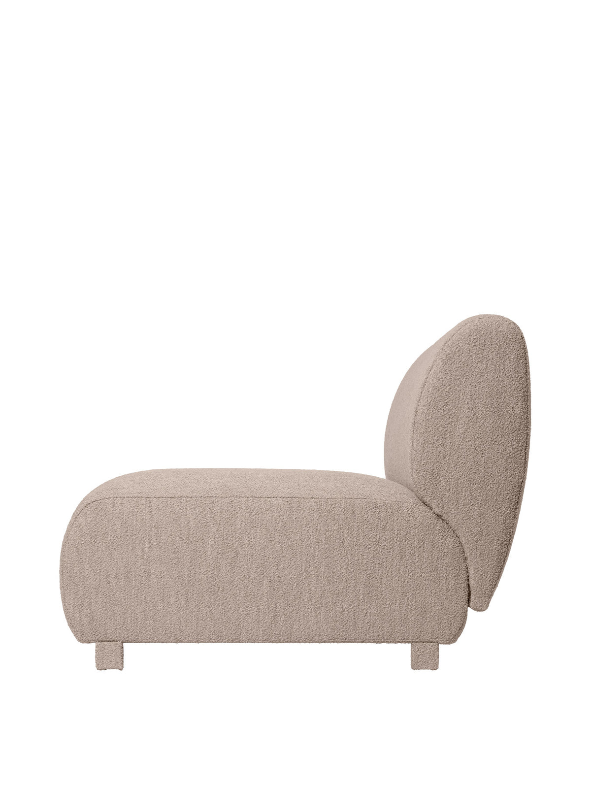 Modulares Sofa Rico Mittelelement mit gerundeter Form und hellem Stoffbezug