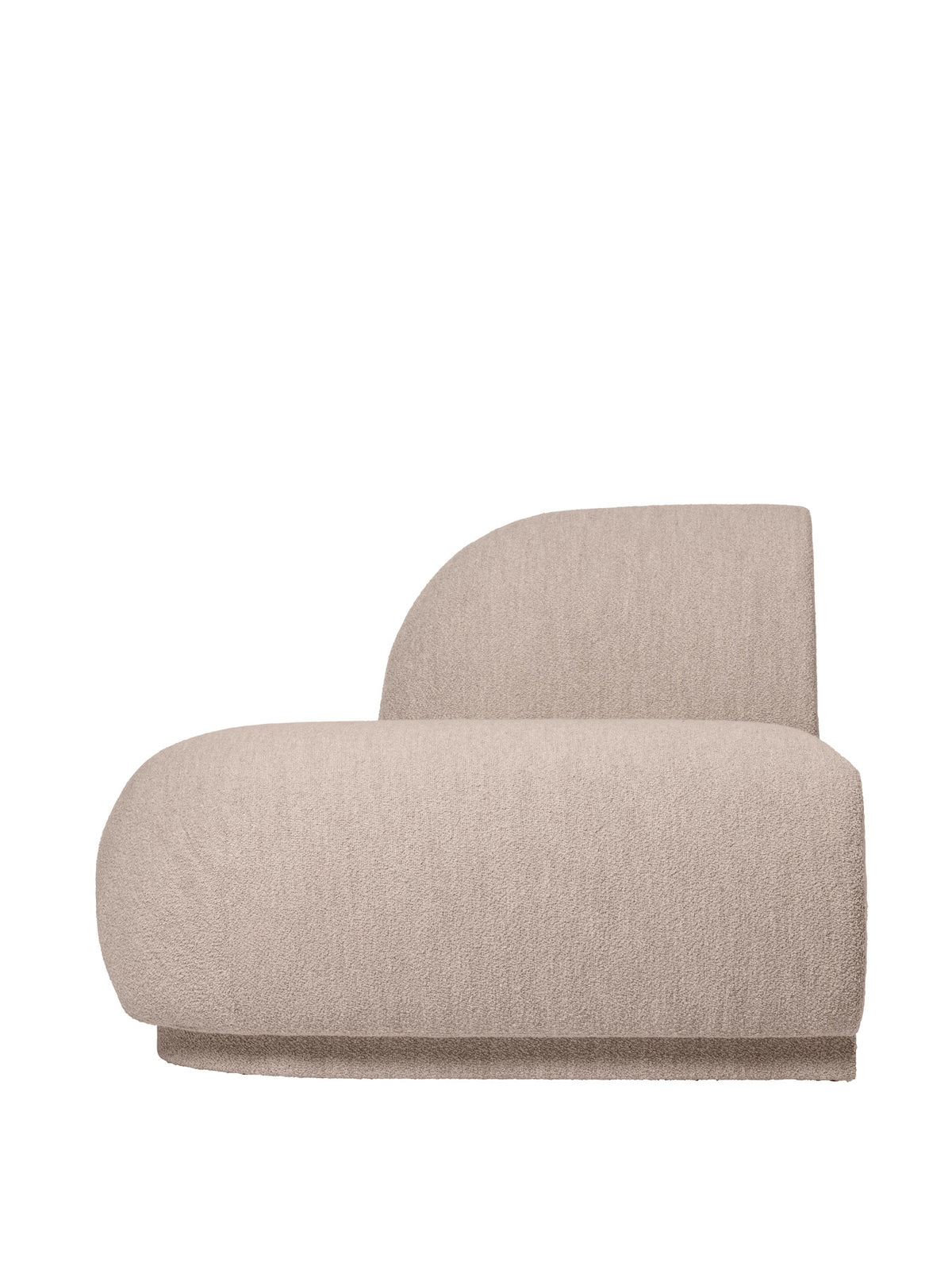Modulares Sofa Rico Open-End Links in Offwhite mit Bouclé-Bezug und gerundeter Form