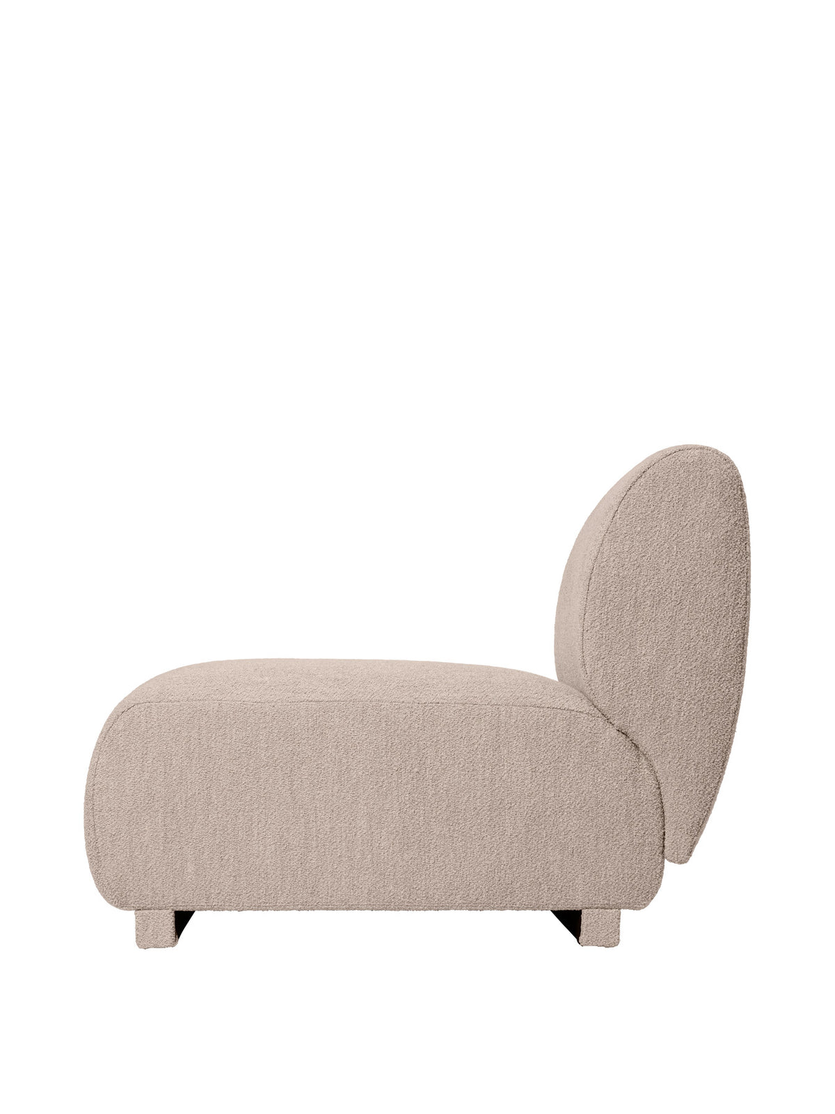 Modulares Sofa Rico Open-End Links in Offwhite mit Bouclé-Bezug und gerundeter Form