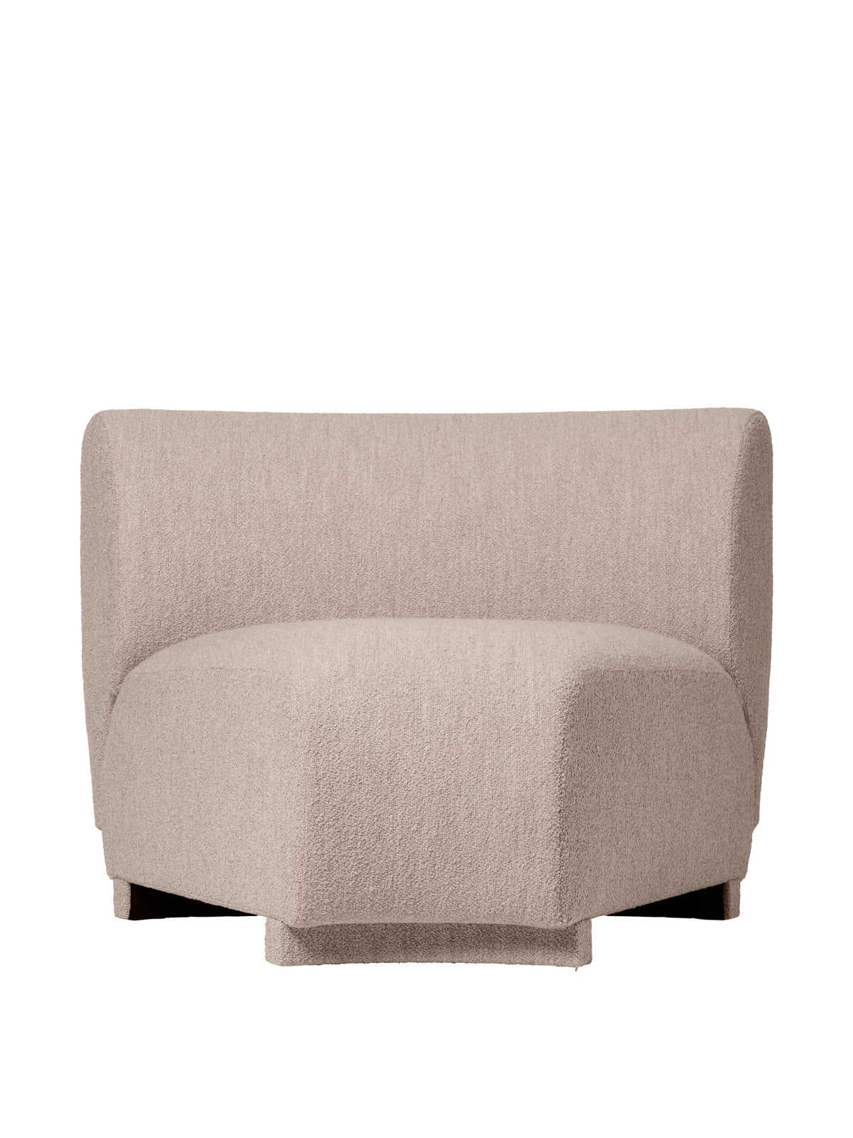 Modulares Sofa Rico Eckelement 45 mit gerundeter Form und gepolsterter Sitzfläche in hellem Stoff