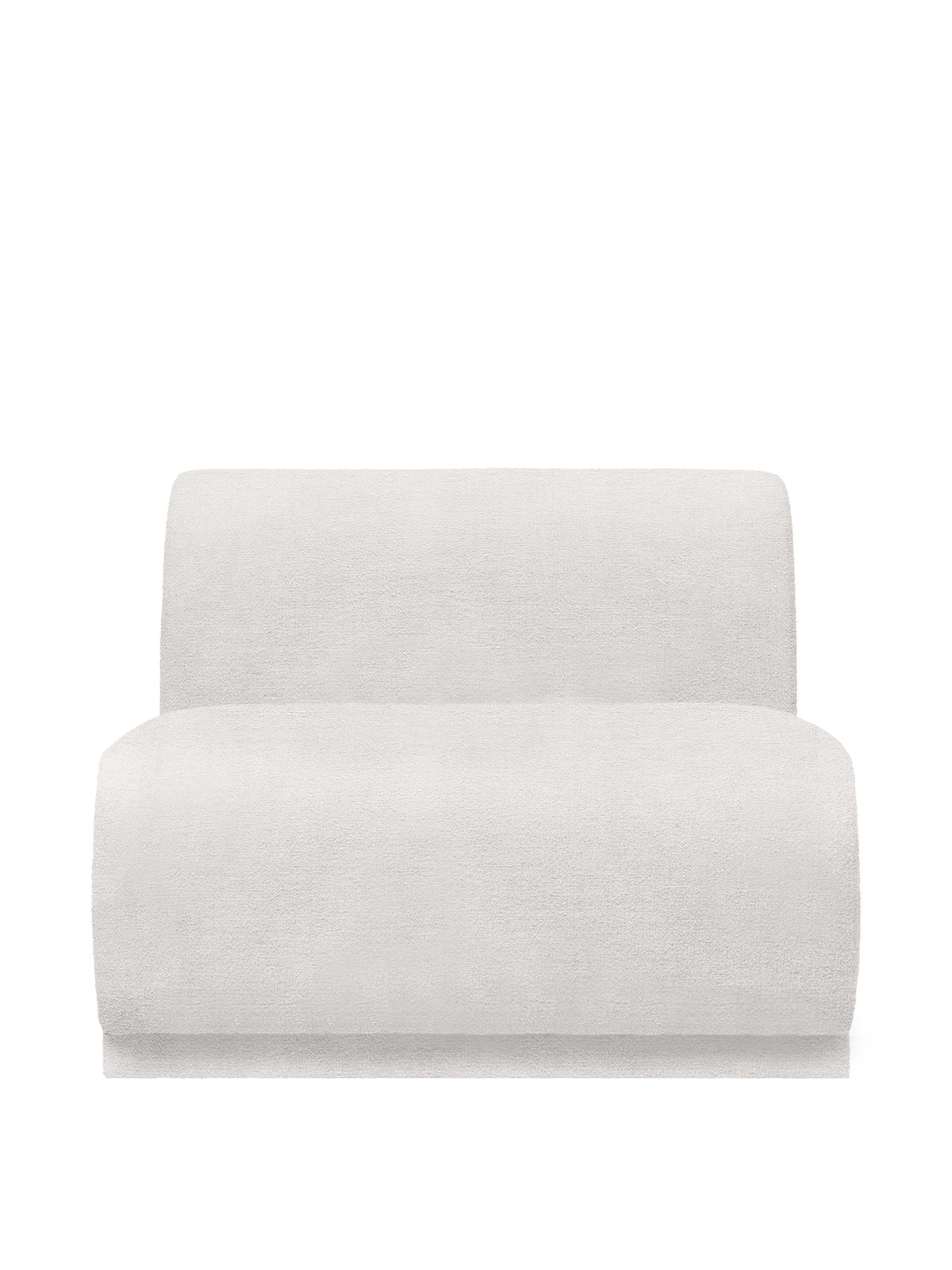 Modulares Sofa Rico Mittelelement mit gerundeter Form und hellem Stoffbezug