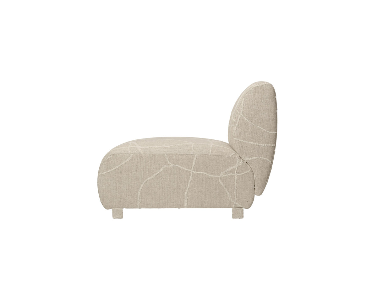 Modulares Sofa Rico Open-End Links in Offwhite mit Bouclé-Bezug und gerundeter Form