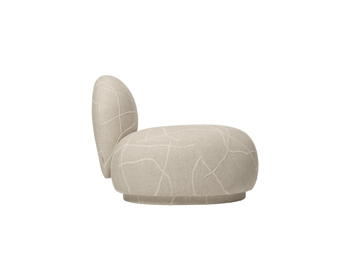 Modulares Sofa Rico Open-End Links in Offwhite mit Bouclé-Bezug und gerundeter Form