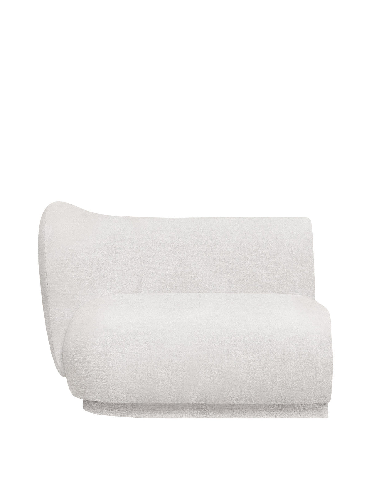 Rico Armlehne links, modulares Sofa mit runder Silhouette und Stoffbezug in hellem Ton