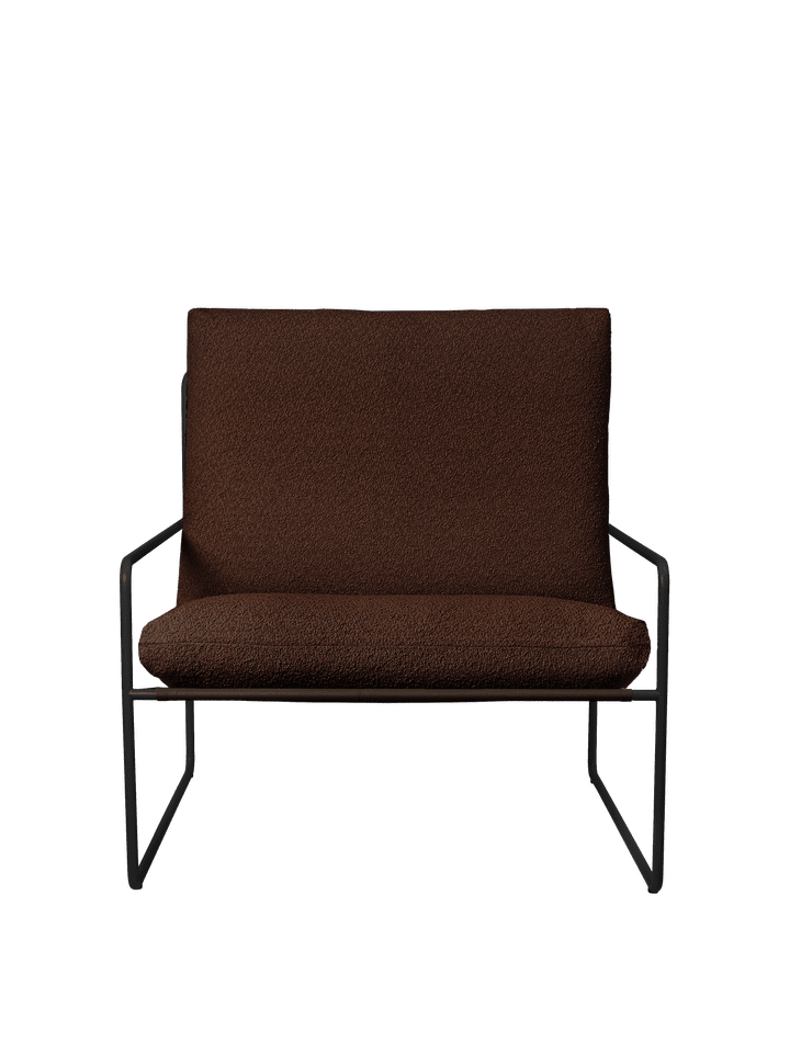 Elegantes Desert 1 Sitzer Loungesofa von Ferm Living in stilvollem Schwarz und Kastanienbraun, ideal für moderne Wohnräume.