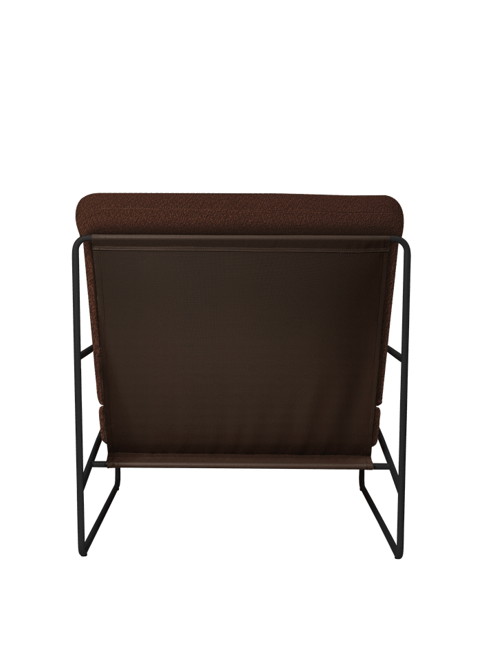 Stylisches Desert 1 Sitzer Loungesofa von Ferm Living in edlem Schwarz und warmem Kastanienbraun, perfekt für zeitgemäße Innenräume.