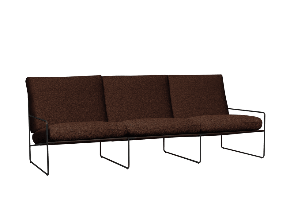 Stilvolles 3-Sitzer Loungesofa "Desert" von Ferm Living in edlem Schwarz und warmem Kastanienbraun, perfekt für zeitgemäße Inneneinrichtungen.