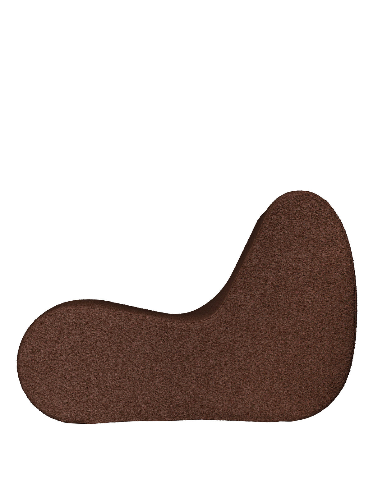 Rouli Center Module Pure Bouclé von Ferm Living, Outdoor-Sessel in Chestnut Brown mit abnehmbarem Bezug aus Bouclé-Stoff und abgerundeter Form.