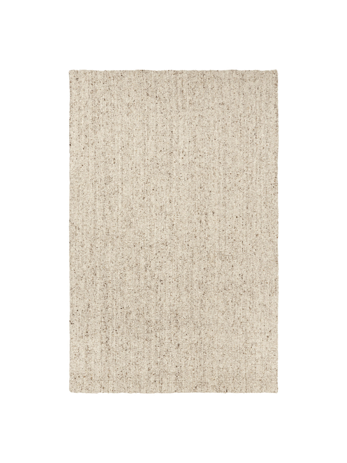 Handgeknüpfter Teppich Seifa von Ferm Living in Off-White aus Wolle und Baumwolle mit unregelmässiger, melierter Garnstruktur.