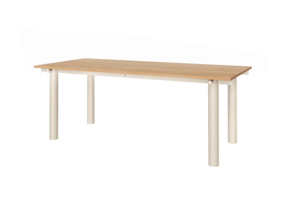 Eleganter Atura Esstisch in Light Cashmere und Eichenfurnier, ideal für stilvolle Essbereiche und gesellige Anlässe.