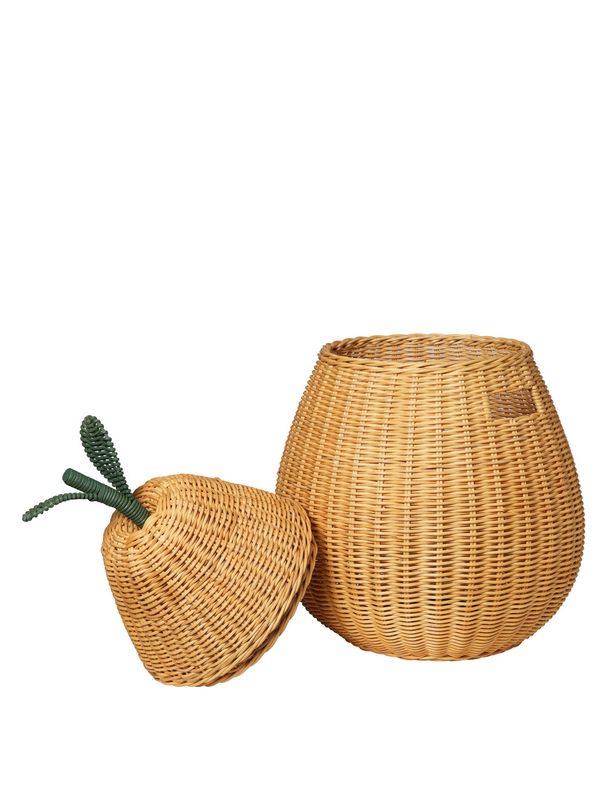 Handgeflochtener Aufbewahrungskorb in Birnenform aus Rattan, Farbe Natur, mit seitlichen Tragegriffen, Grösse extra gross von Ferm Living.
