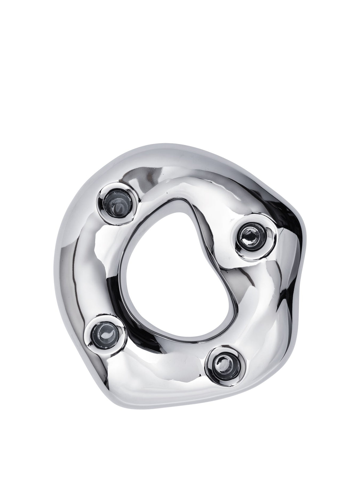 Ring-Kerzenhalter Bellure von Ferm Living aus galvanisiertem Porzellan in Messing-Finish, organische Ringform für vier Kerzen.