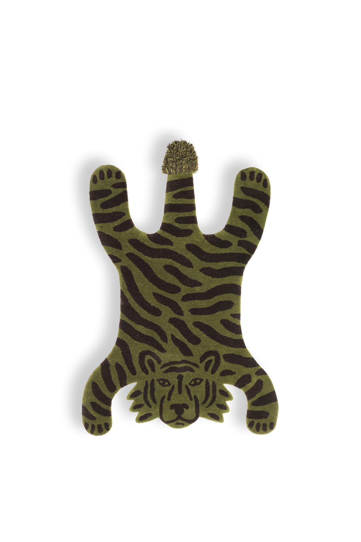 Tuft-Teppich in Tigerform von Ferm Living, Vorderseite aus neuseeländischer Wolle, Rückseite aus Baumwolle, im Kinderzimmer platziert