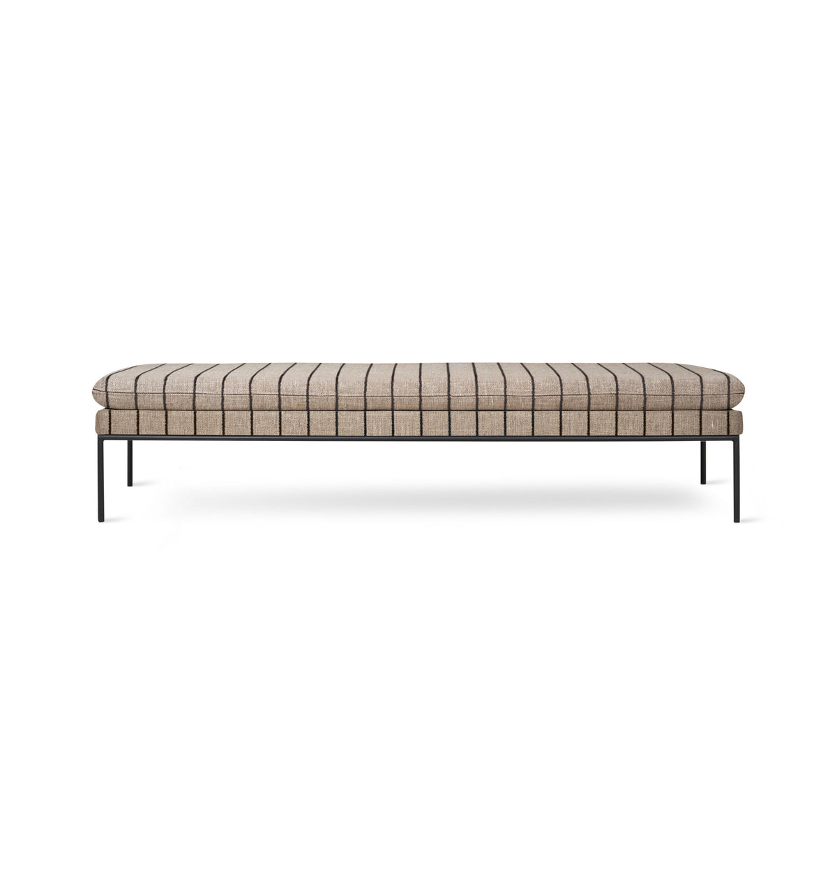 Turn Tagesbett von Ferm Living, gepolstert, mit Lederriemen und schlanken Metallbeinen
