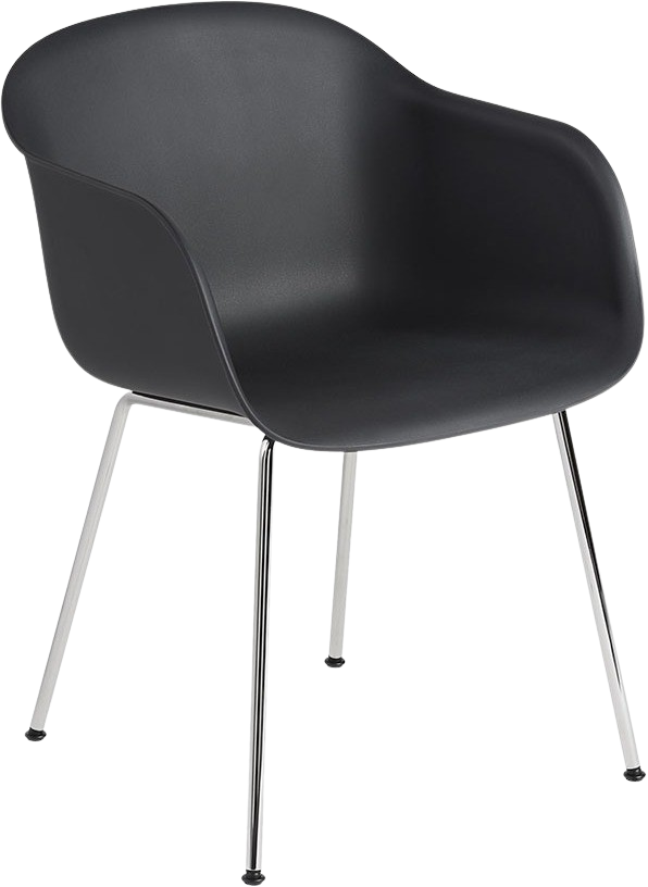 Fiber Armlehnstuhl in Schwarz / Chrom präsentiert im Onlineshop von KAQTU Design AG. Stuhl mit Armlehne ist von Muuto