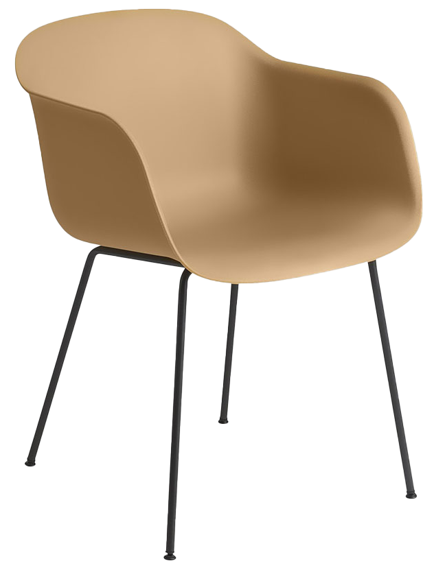 Fiber Armlehnstuhl in Ocker / Schwarz präsentiert im Onlineshop von KAQTU Design AG. Schalenstuhl mit Armlehne ist von Muuto
