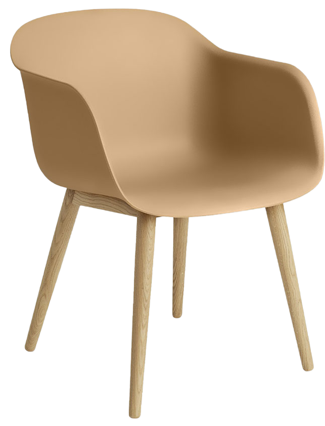 Fiber Armlehnstuhl in Ocker / Eiche präsentiert im Onlineshop von KAQTU Design AG. Schalenstuhl mit Armlehne ist von Muuto
