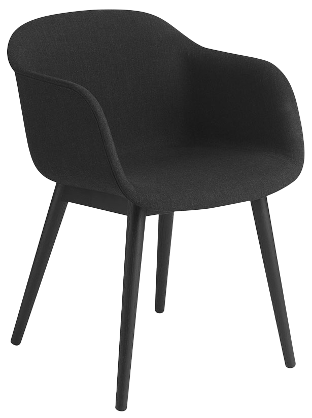 Fiber Armlehnstuhl gepolstert in Schwarz präsentiert im Onlineshop von KAQTU Design AG. Schalenstuhl mit Armlehne ist von Muuto