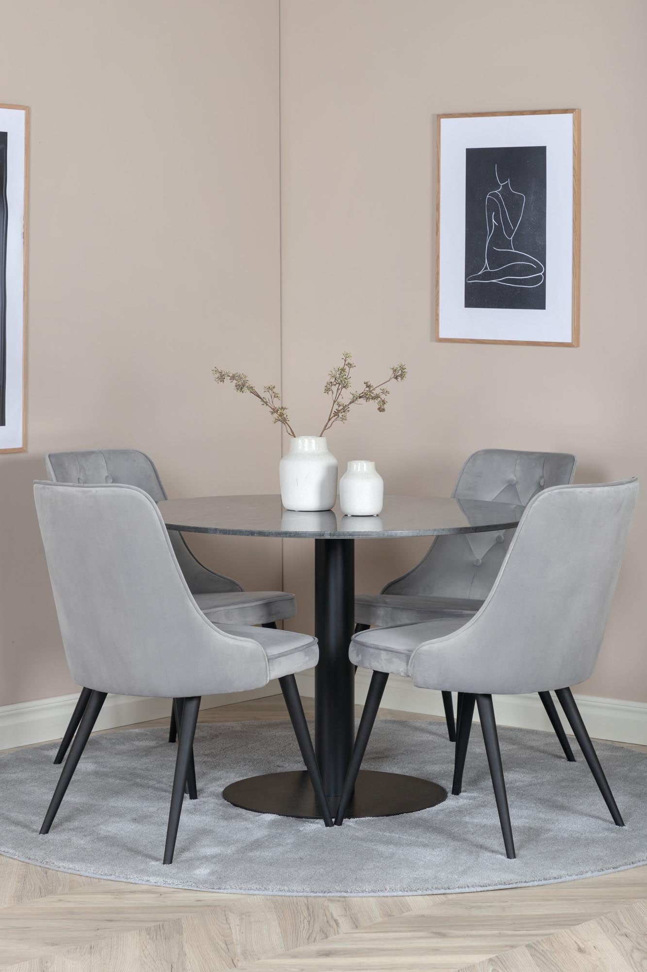 Estelle Esszimmerset + Velvet Deluxe 140cm/4St. in Schwarz präsentiert im Onlineshop von KAQTU Design AG. Esszimmerset ist von Venture Home