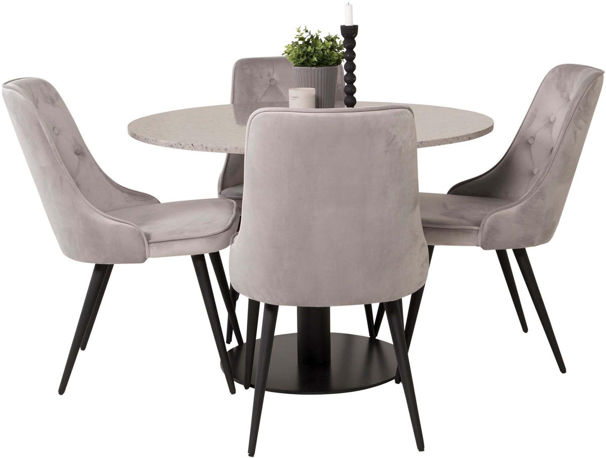 Razzia Esszimmerset + Velvet Deluxe ⌀106cm/4St. in Beige / Schwarz präsentiert im Onlineshop von KAQTU Design AG. Esszimmerset ist von Venture Home