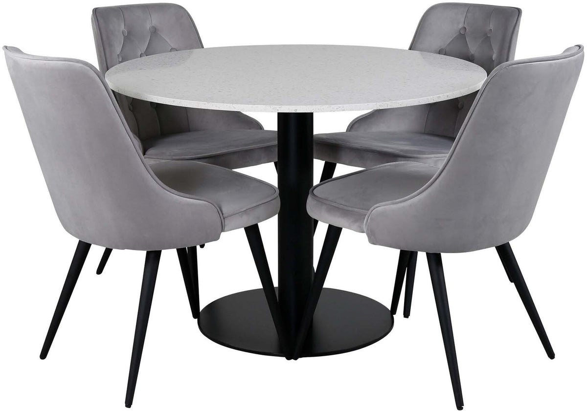 Razzia Esszimmerset + Velvet Deluxe ⌀106cm/4St. in Grau / Schwarz präsentiert im Onlineshop von KAQTU Design AG. Esszimmerset ist von Venture Home