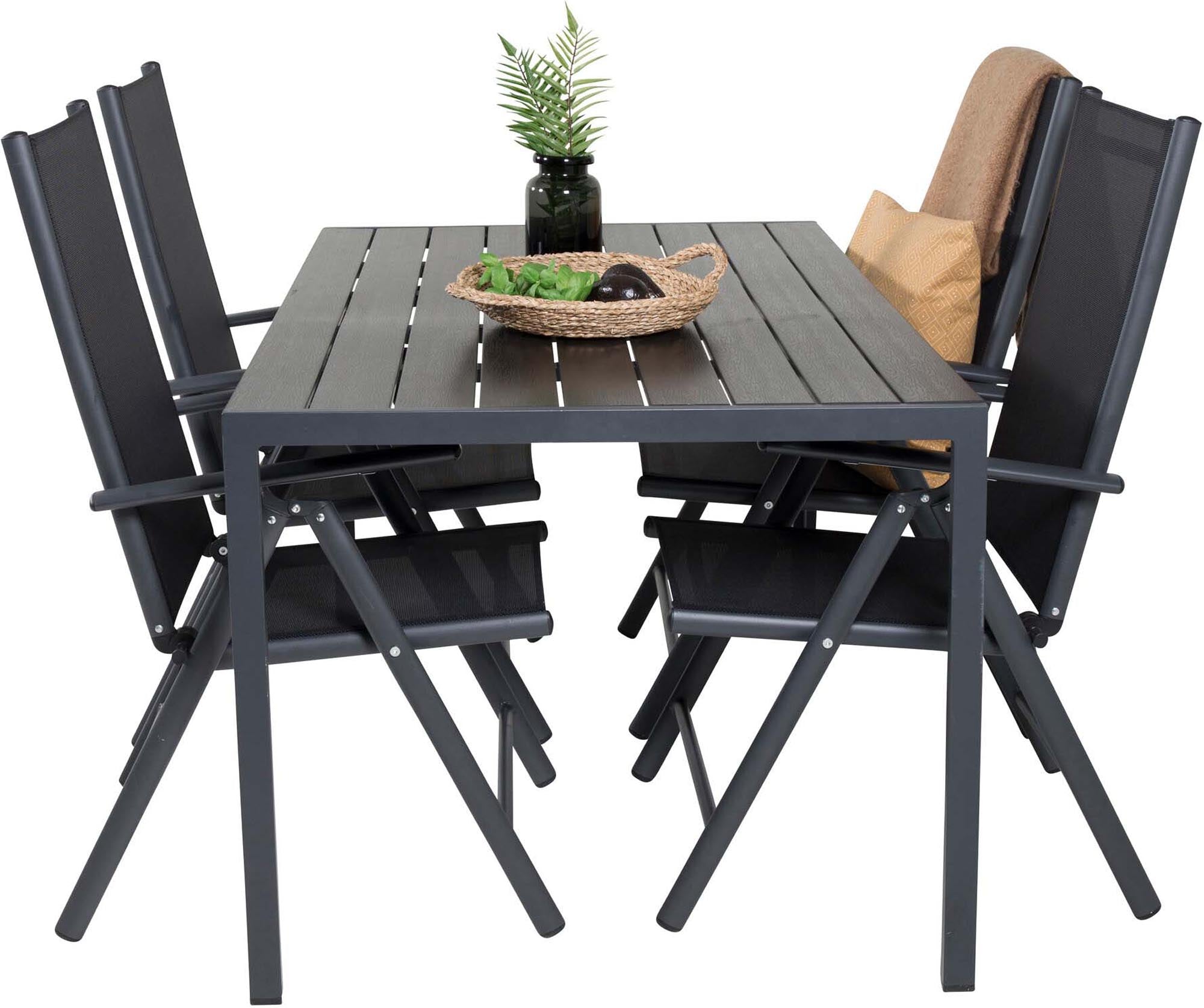 Break Outdoor-Tischset 150cm/4St. in Schwarz präsentiert im Onlineshop von KAQTU Design AG. Gartentischset ist von Venture Home