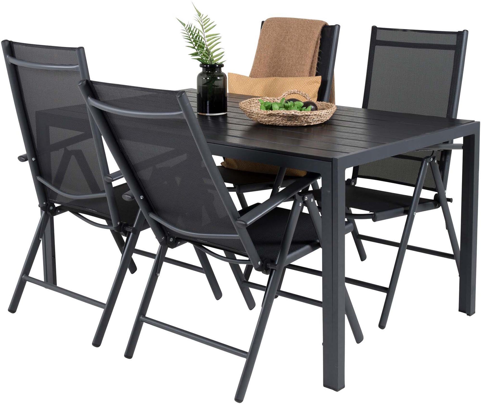 Break Outdoor-Tischset 150cm/4St. in Schwarz präsentiert im Onlineshop von KAQTU Design AG. Gartentischset ist von Venture Home