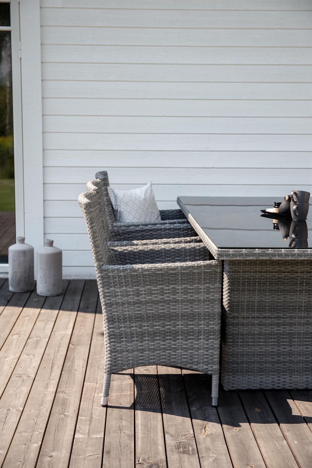 Padova Outdoor-Tischset + Malin 200cm/6St. in Grau präsentiert im Onlineshop von KAQTU Design AG. Gartentischset ist von Venture Home