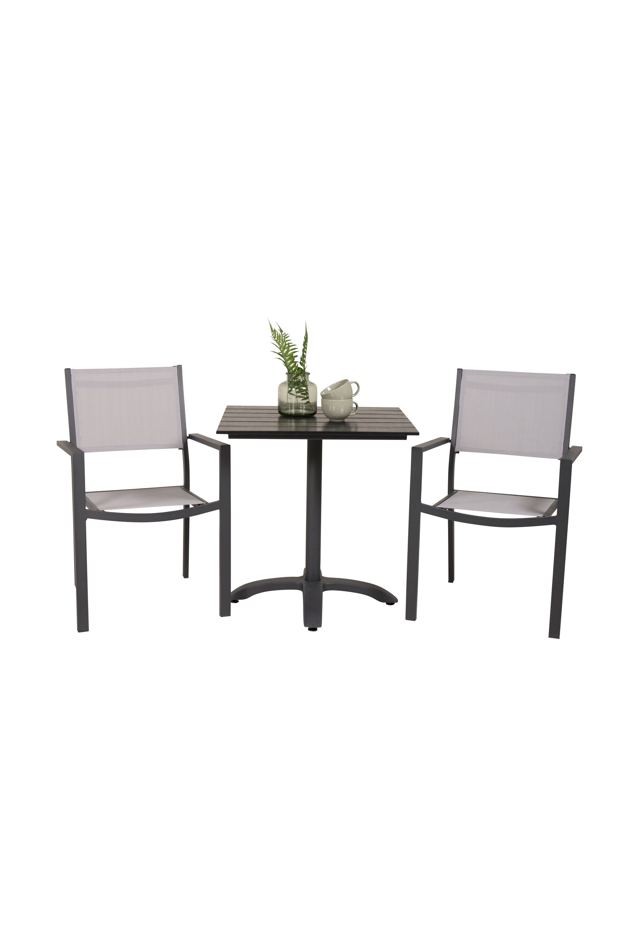 Colorado - Café-Tisch - 70*70 - Matt Schwarz / Schwarzes Aintwood+Copacabana Armstuhl in 0/0 präsentiert im Onlineshop von KAQTU Design AG. Gartentischset ist von Venture Home