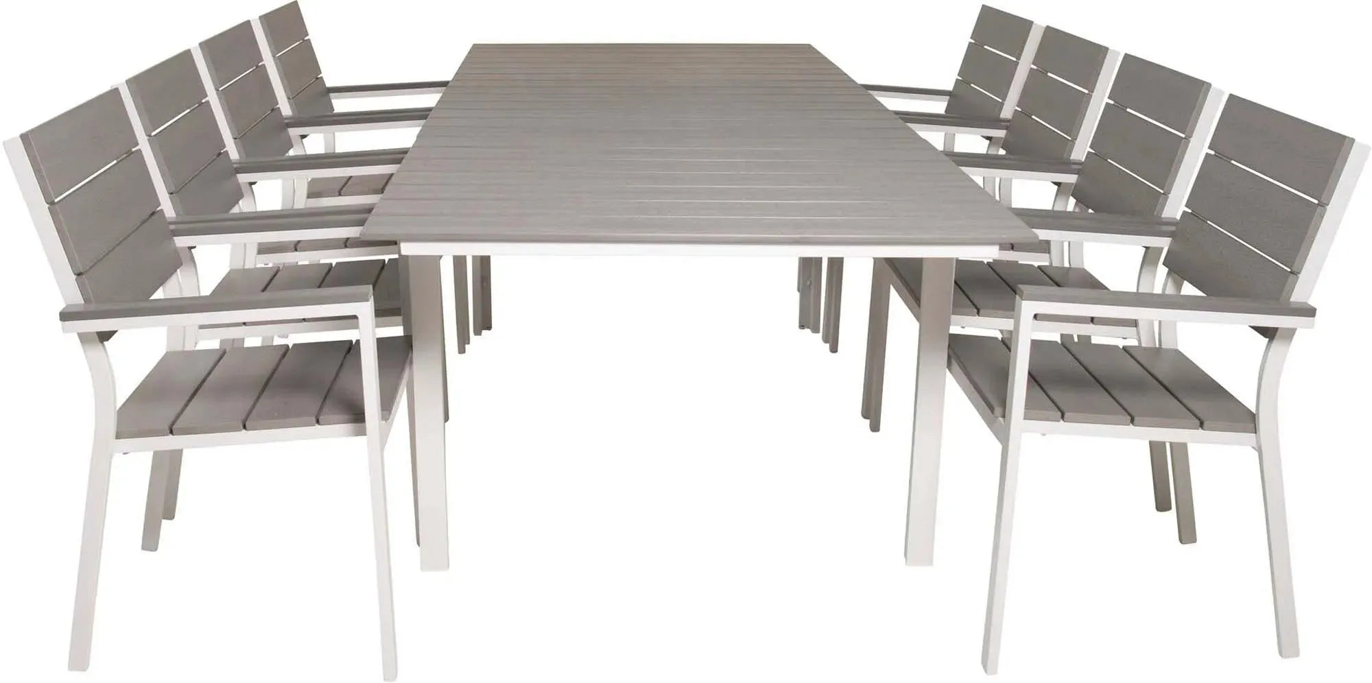 Elegantes, ausziehbares Levels Outdoor-Tischset (160cm) für 8 Personen, aus langlebigem Aintwood, ideal für stilvolle Gartenmomente.