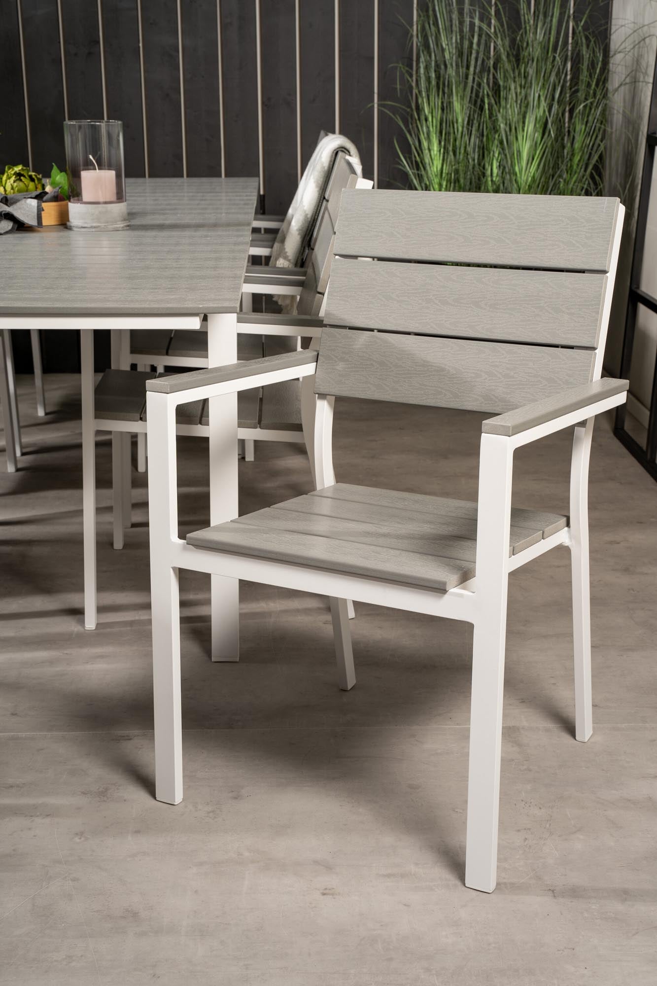 Levels Outdoor-Tischset ausziehbar 160cm/8St. in Grau weiss präsentiert im Onlineshop von KAQTU Design AG. Gartentischset ist von Venture Home