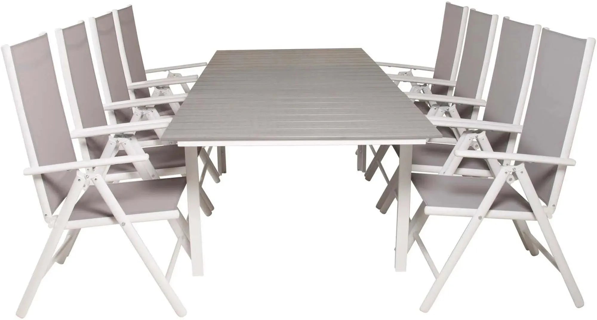 Robustes Outdoor-Tischset für flexible und stilvolle Gartenfeste.
